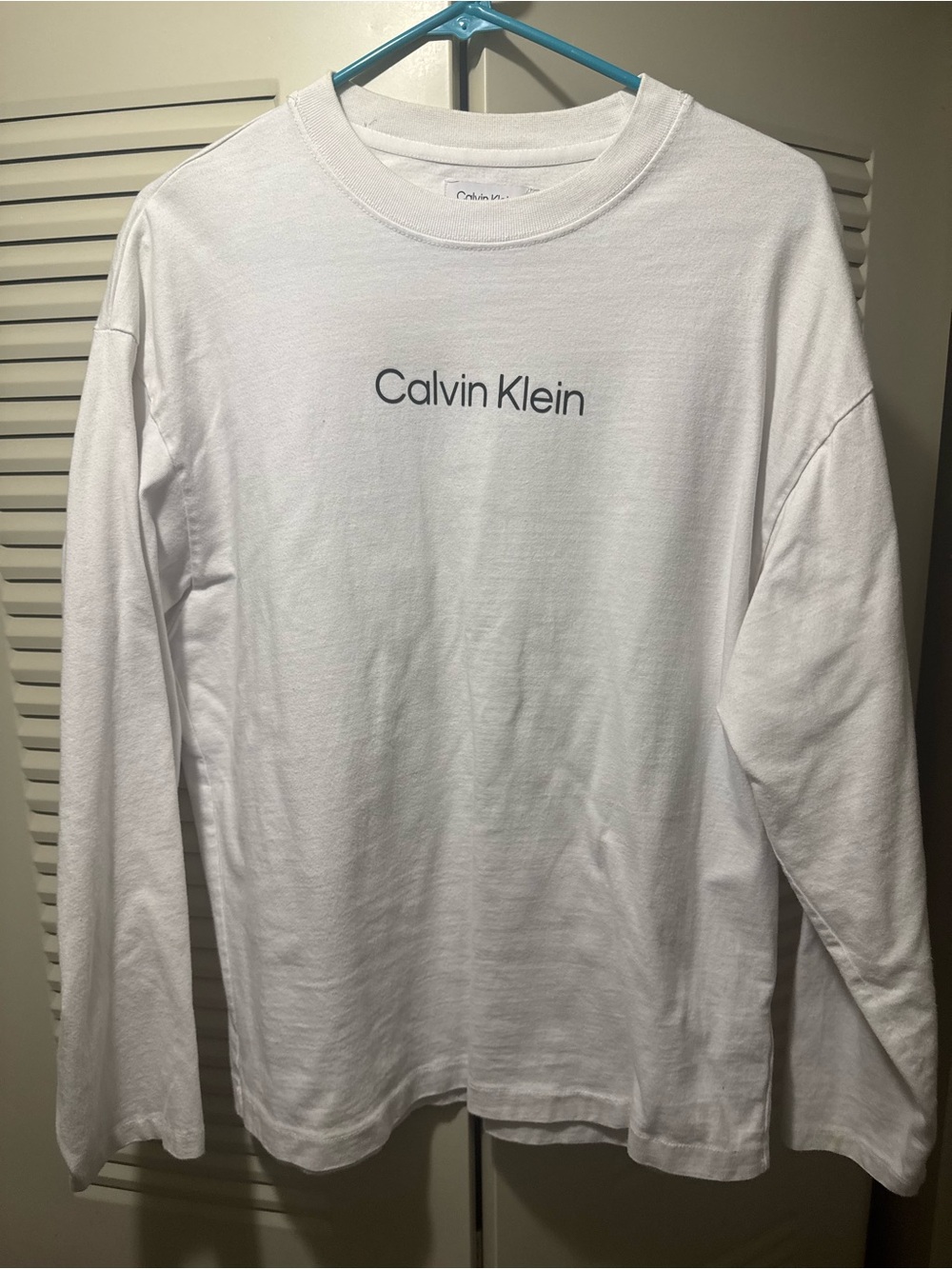 Calvin Klein White Long Sleeve Tee with Center Logo